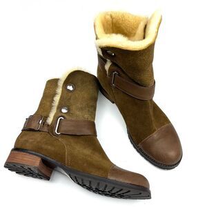 Matt Bernson x Anthropologie Tundra Shearling lined brown leather boots 7.5